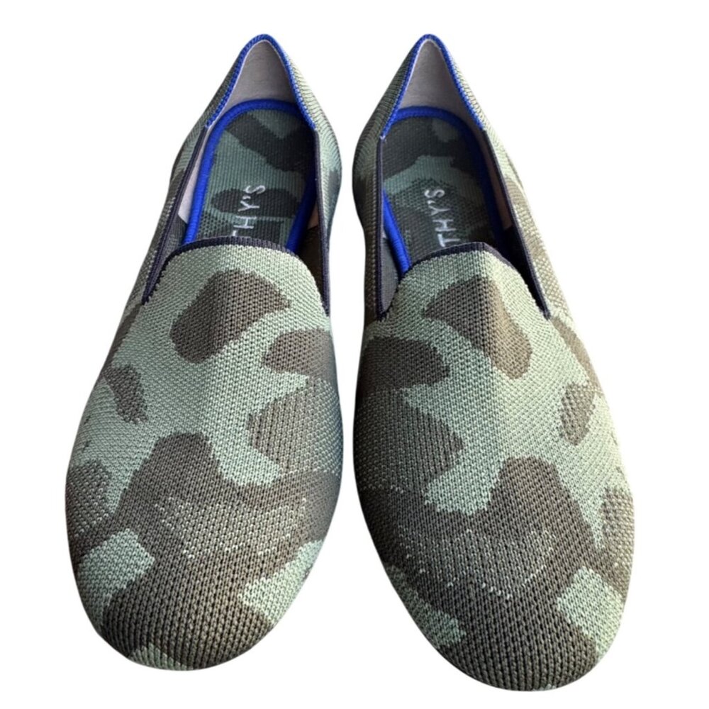 Rothy's Loafer Shoes Women's Size 9 Green Camo Knit Slip On Flats Round Toe Eco - Picture 2 of 9